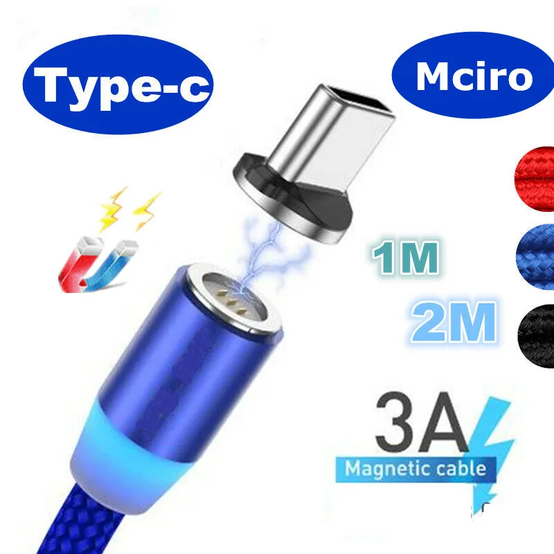 QC3.0 Magnetic 3A Fast Charging Cable Micro USB Type C IOS For Sumsung Galaxy S10 S9 S8 | Мобильные телефоны и аксессуары