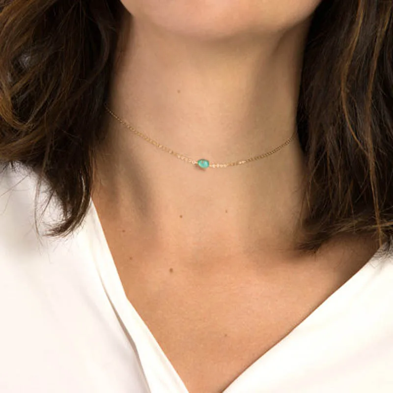 Модное ювелирное изделие с зеленым камнем ожерелье в богемном стиле золотого и