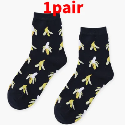 Style 1 1/2 пары, женские короткие носки, Забавные милые Мультяшные носки с фруктами, бананами, авокадо, лимонами, с принтом Харадзюку, цветные, новые, хлопковые носки для скейтборда - Цвет: Style 1