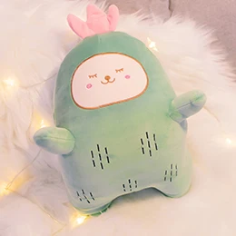Cactus Стоящая подушка с изображением животных, мультяшная Подушка с отверстиями для рук, кактус, клубника, Хаски, зимняя функциональная теплая подушка 35*35 см - Цвет: Cactus
