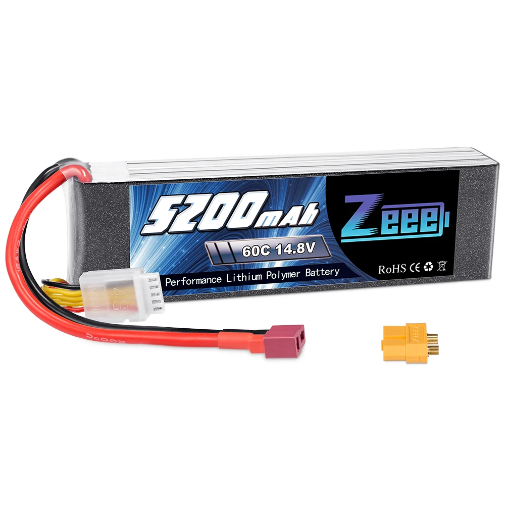 Zeee 14,8 V 5200mAh 60C 4S LiPo батарея с Deans и XT60 разъём для LiPo батарей батарея для RC вертолет Квадрокоптер Автомобиль Грузовик Лодка - Цвет: Deans Plug