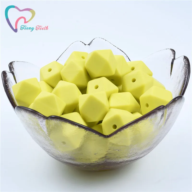 Lemon Yellow 20 шт разноцветные силиконовые бусины без бисероплетения шестигранные бусины 14 мм пищевого качества Силиконовые Прорезыватели для зубов DIY Прорезыватели для зубов Necklac Baby Teether - Цвет: Lemon Yellow