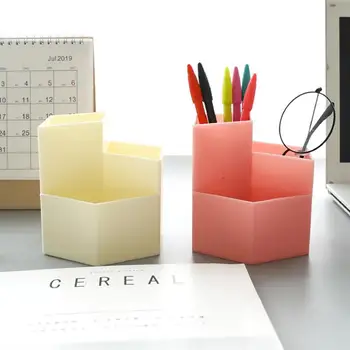 

2Pcs Three Compartments Pen Holder Rhombus Desktop Organizer Case (Random Style)