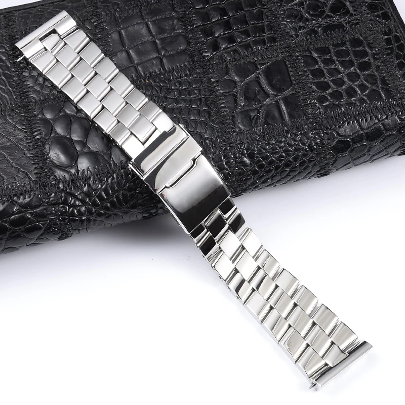 24mm Polished Frosted Solid Stainless Steel Watchband For Breitling
