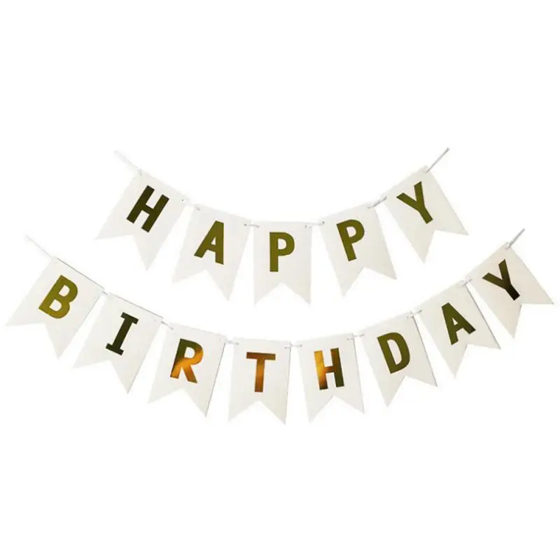 Баннер с днем рождения, разноцветный фольгированный шар для детского душа, украшение торта на день рождения, буквенные вымпела, гирлянды из флажков - Цвет: Белый