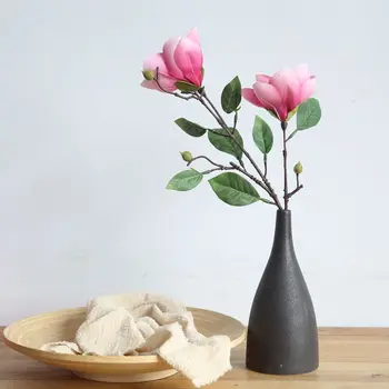 

1 Branch Magnolia Artificial Flowers High Quality Wedding Home Decoration Party Accessories Plastic Fake Flowers Phot Drops