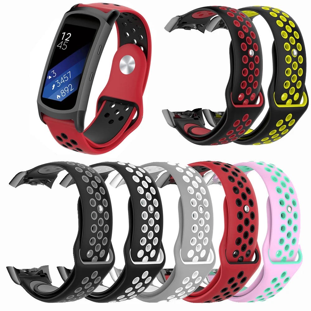 Двухцветный силиконовый дышащий ремешок для Samsung Gear Fit 2 Fit2 Pro спортивный сменный