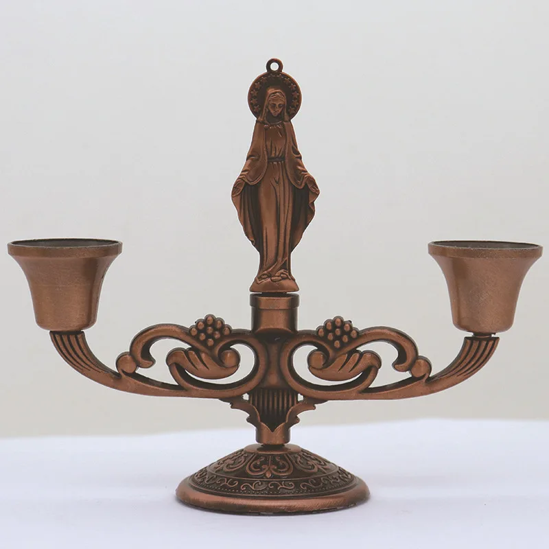 5pcs Religious Catholic Church Jesus Cross Maria Retro Double Candle