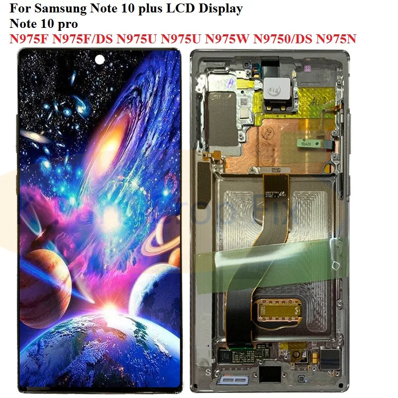 Для samsung Galaxy Note 10 lcd N970F N9700 с рамкой дисплей сенсорный экран дигитайзер для samsung note10+ lcd N975 N9750/DS lcd