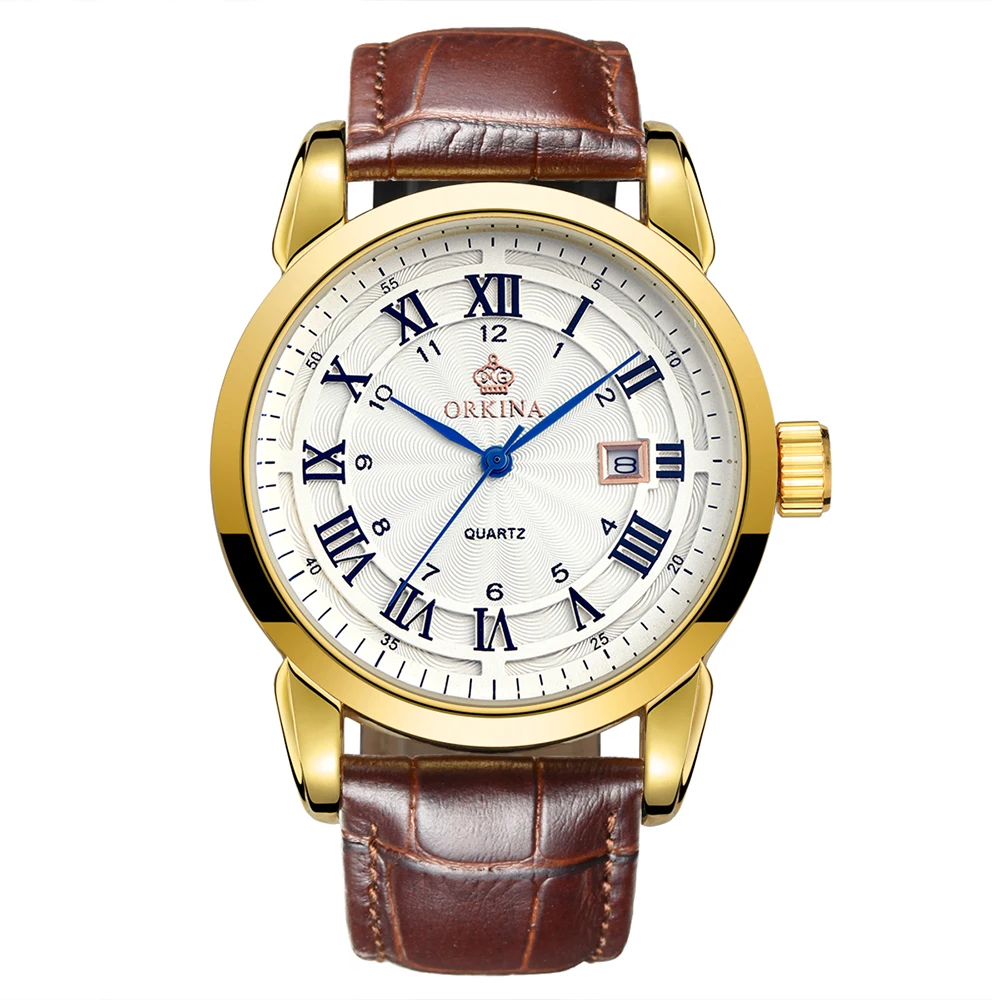 Мг. ORKINA анодированные синие мужские часы сделано в Японии кварцевые с