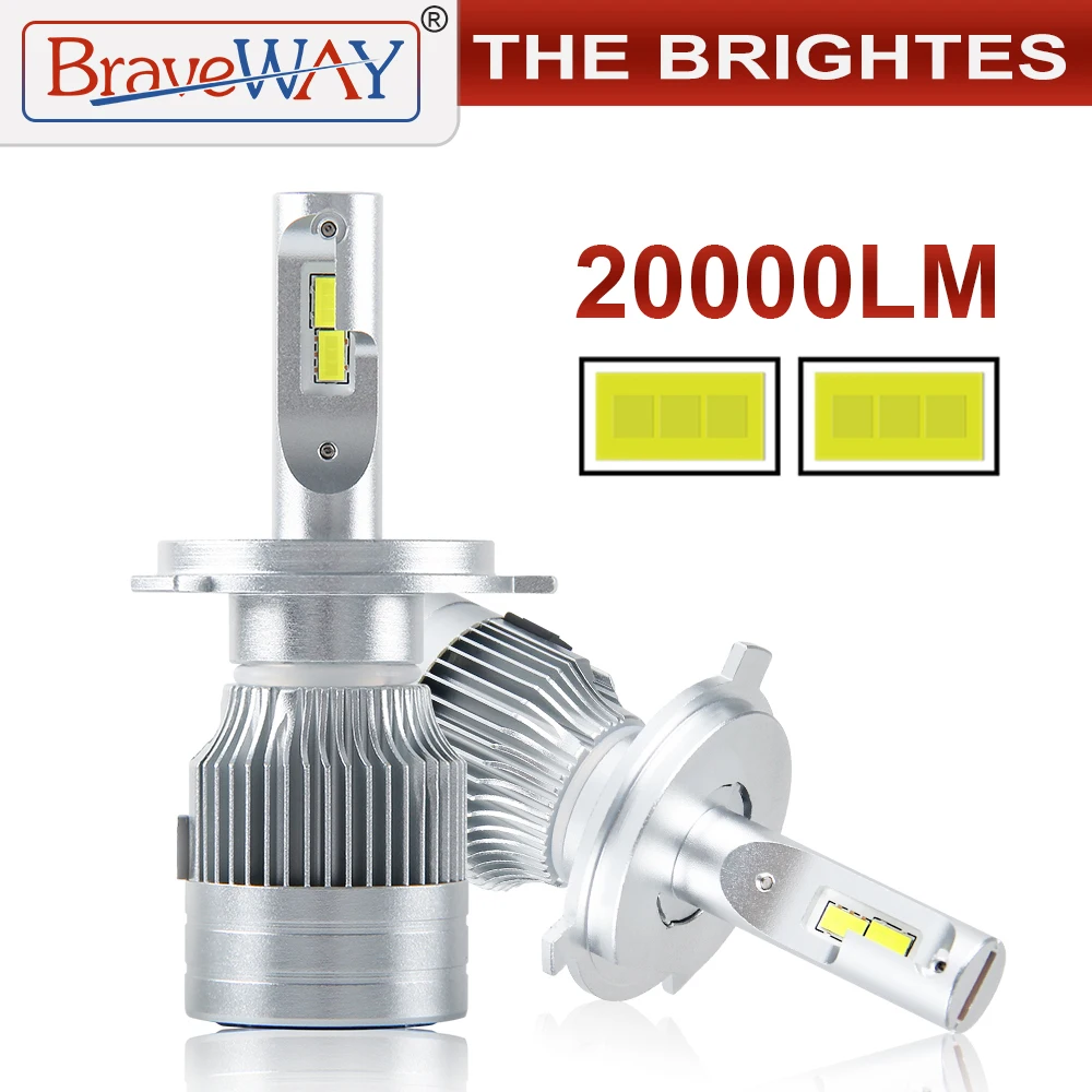 BraveWay светодиодный головной светильник лампочка H1 H4 H7 H8 H9 H11 HB3 HB4 9005 9006 H7 светодиодный лампы H7 светодиодный лампы 12V лампы для передних автомобильных H4 светильник лампы для автомобилей