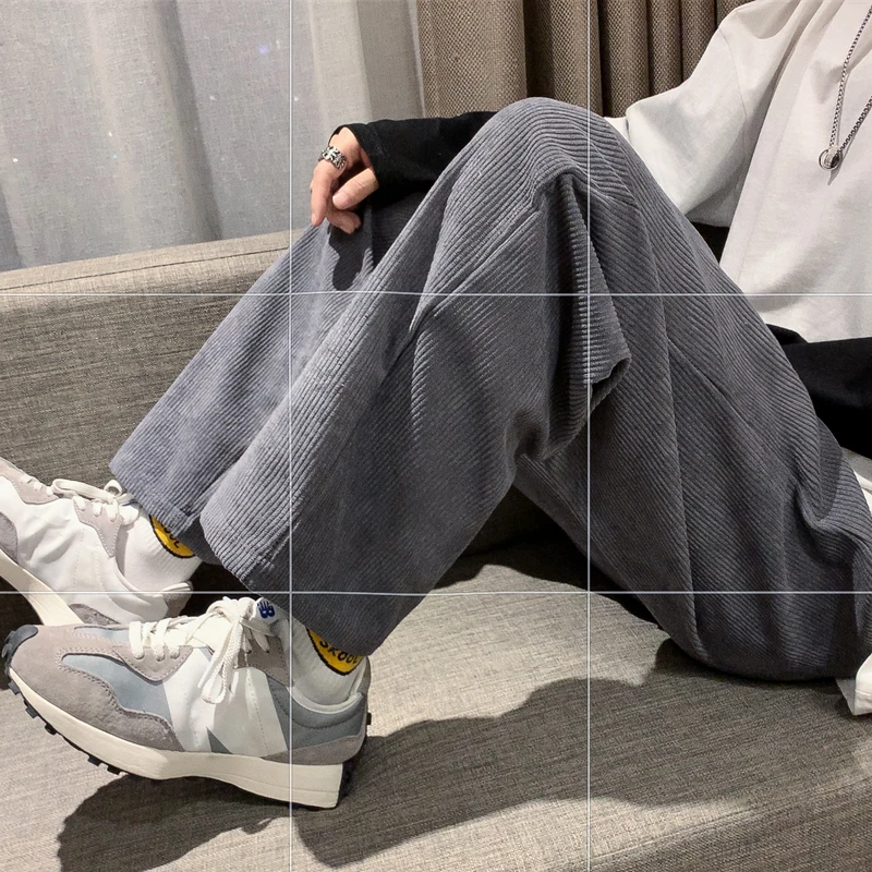 Casual Pants Men Corduroy Chic Ins New Fashion Korean