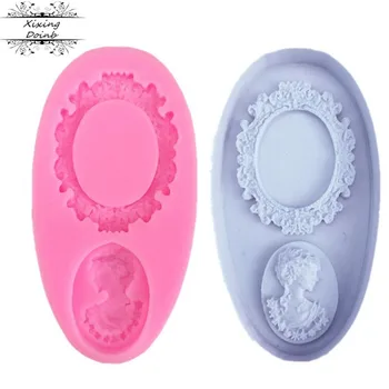 

Ghost head Picture frame shape fondant silicone mold for kitchen chocolate pastry candy making cupcake lace decoration tool