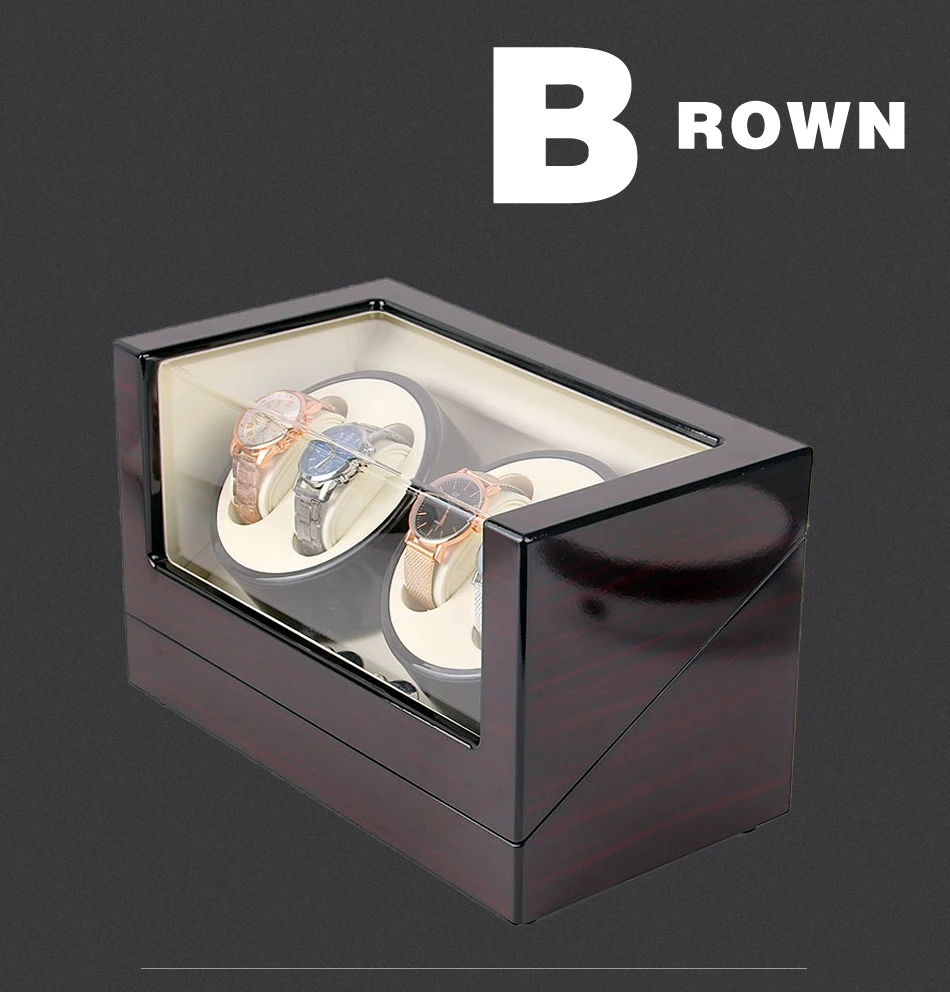 ONEON Роскошные автоматические часы моталки с деревянной краской скользящий мотор часы коробка механизм чехол для хранения дисплей 4+ 6 и 2+ 0 Часы моталки