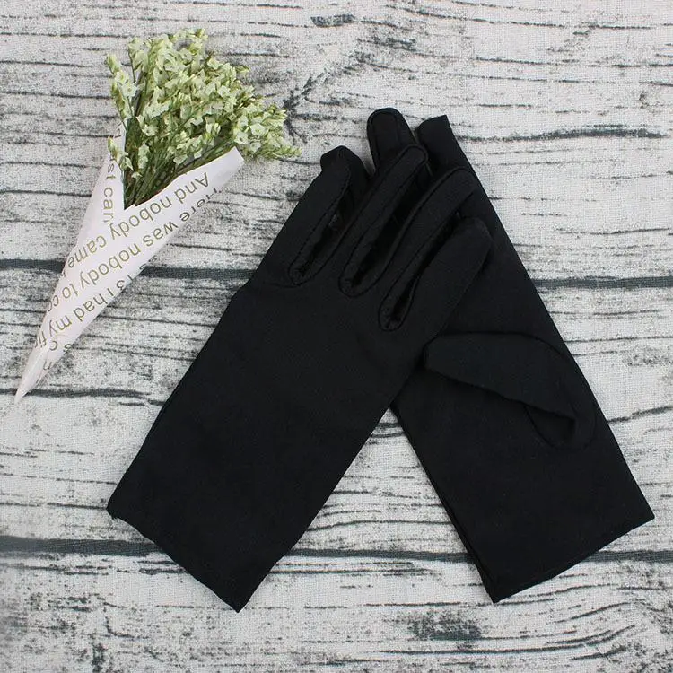 Свадебные аксессуары ЖЕНСКИЕ НАРЯДНЫЕ перчатки свадебные перчатки короткие белые атласные перчатки для невесты Дешевые Свадебные перчатки черные Novia - Цвет: black