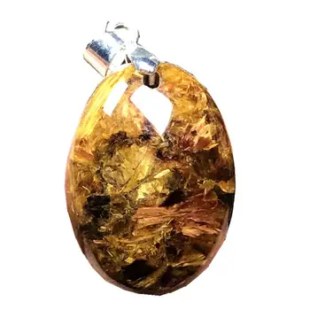 

Top Natural Yellow Red Pietersite Pendant Jewelry For Woman Man Crystal Silver 22x16x8mm Oval Beads Namibia Energy Stone AAAAA