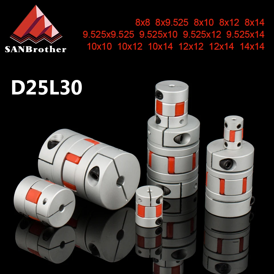 BW D25L30 Coupler Aluminium Plum Flexible Shaft Coupling Motor Connector CNC Flexible Couplings 5/6/6.35/8/10/12mm trap connector kitchen syphon flexible free telescopic good toughness hand tighten to install it no need tools