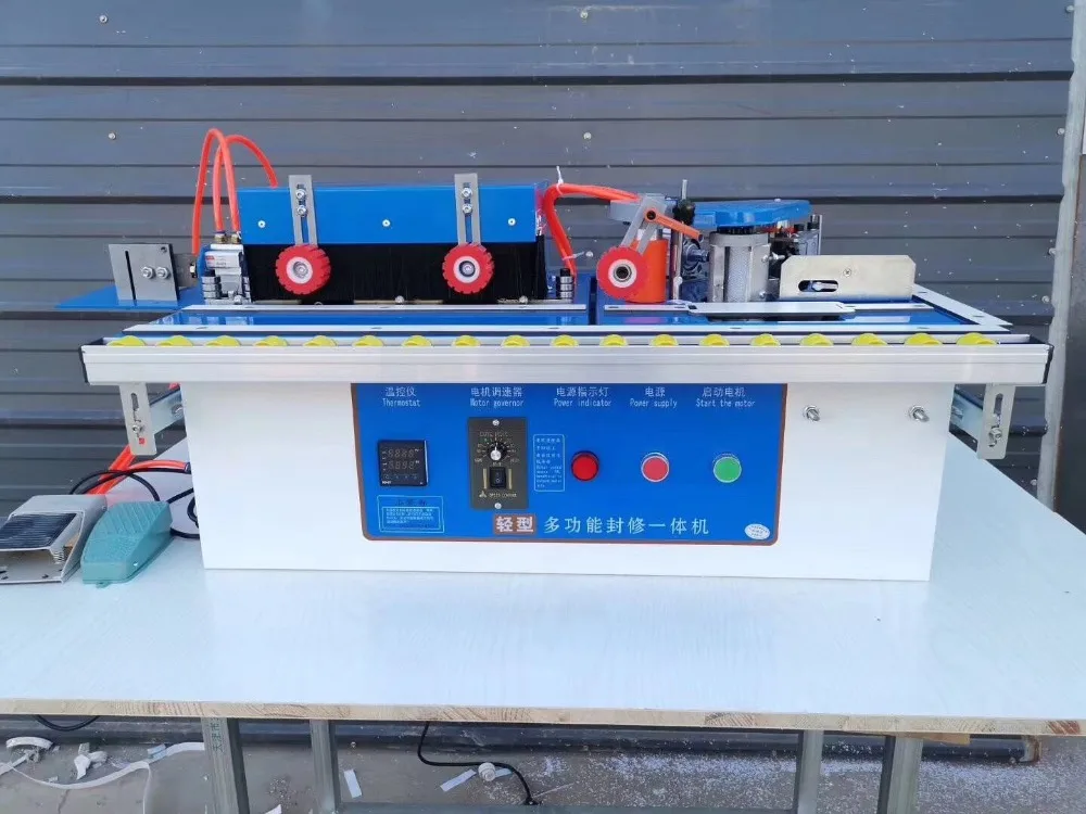 Woodworking Edge Banding Machine With Gluing, Trimming Rotation+ Widening+ Straight line / Curve / One Machine