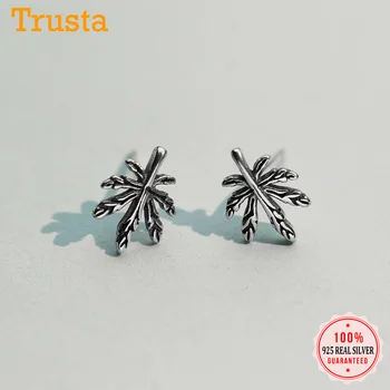 

Trustdavis Genuine 925 Sterling Silver Fashion Popular Sweet Retro Leaf Stud Earring For Women Wedding S925 Jewelry Gift DA1119