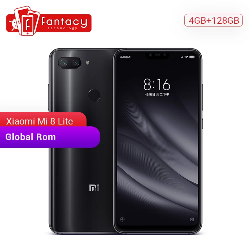 Глобальная ПЗУ Xiaomi mi 8 Lite 4 Гб 128 ГБ Snapdragon 660 AIE Восьмиядерный 6,26 дюймов 1080P смартфон mi UI IR Face ID двойная камера 24MP