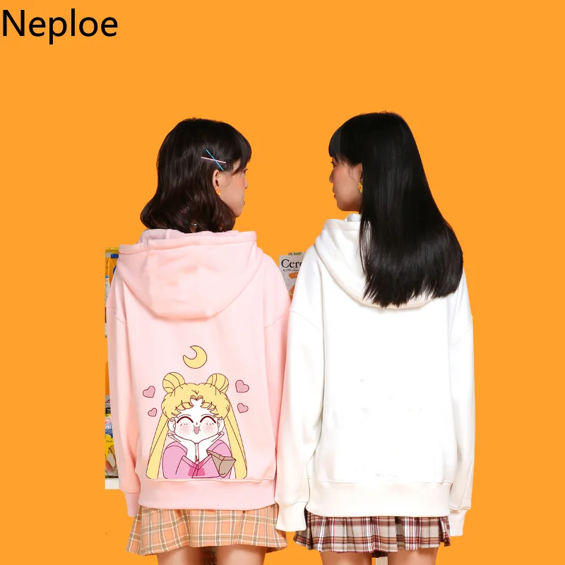 Neploe Сейлор Мун Инс толстовка женская японская Harajuku Новое плотное пальто с капюшоном свободные зимние женские толстовки с принтом Толстовка 80201