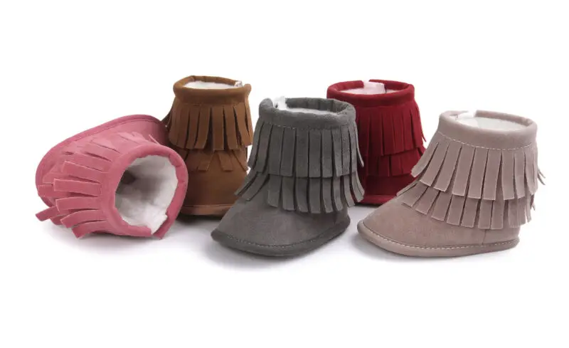 

Baby infant Girls Winter Warm Tassel Boots Newborn Toddler Soft Sole Shoes 3-11M