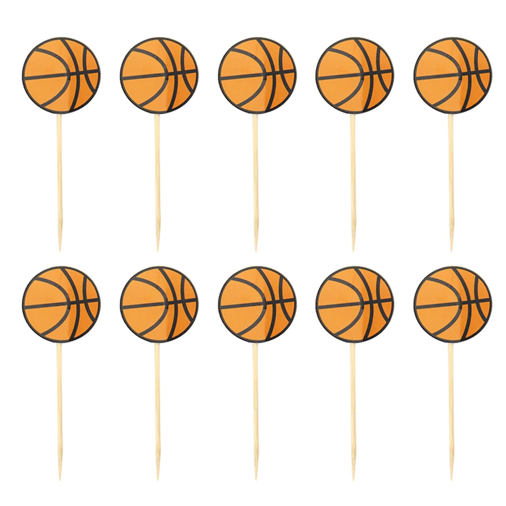 35pcs Basketball Picks Decorative Odorless Simple Cupcake Toppers for Cupcake Baby Shower Birthday Cake Dessert Decor A30
