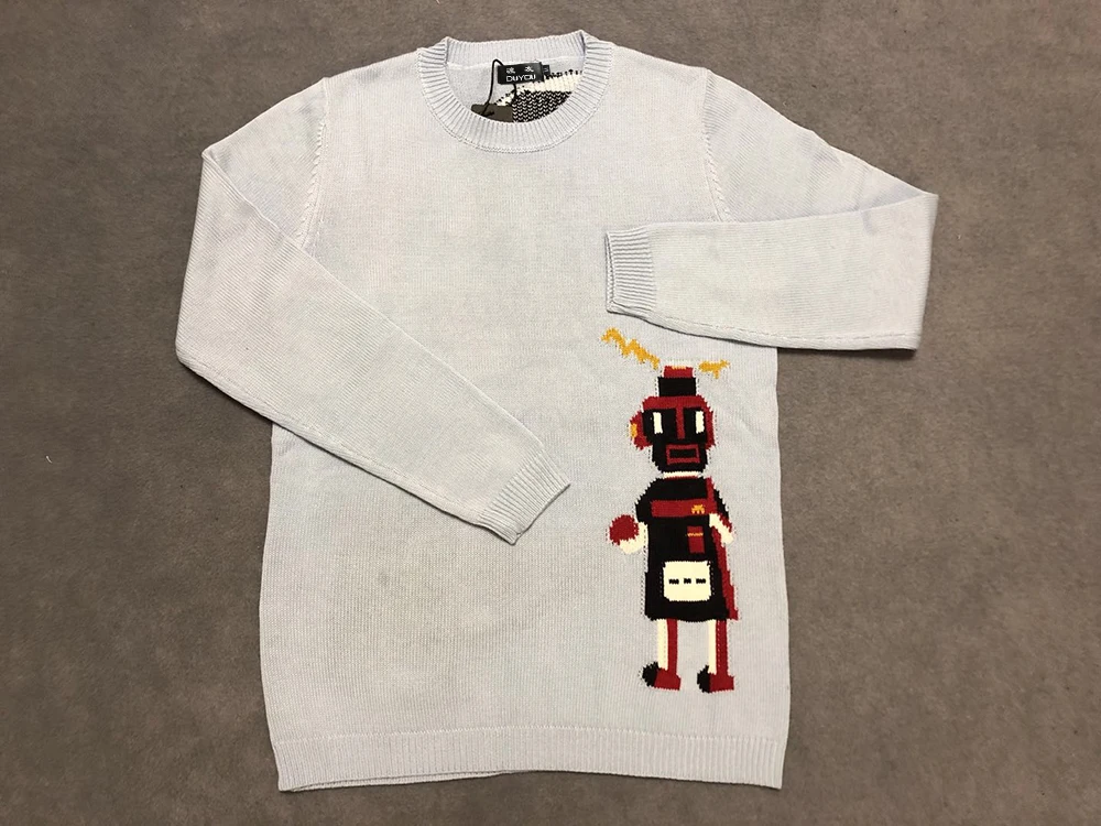 DUYOU New Autumn Winter Sweater Men Pullover Robot pattern Knitted Sweater Male Casual Fashion High Quality Sweater