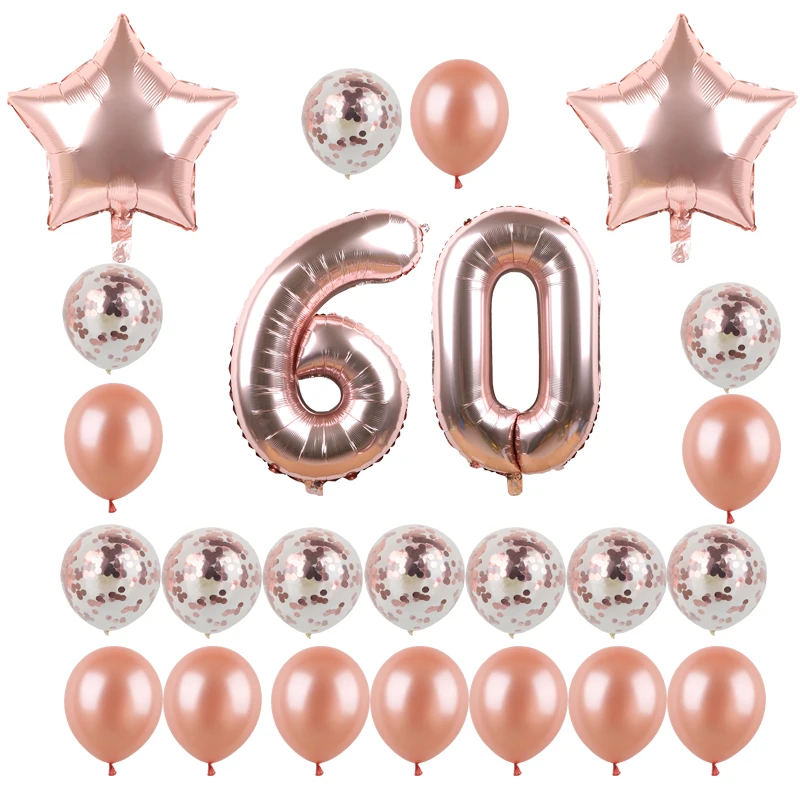 60th Set С Днем Рождения звезда розового золота воздушный шар "Конфетти" 1 21 30 40 50 60th 40 дюймов номер фольги шар День Рождения Декор поставки - Цвет: 60th Set