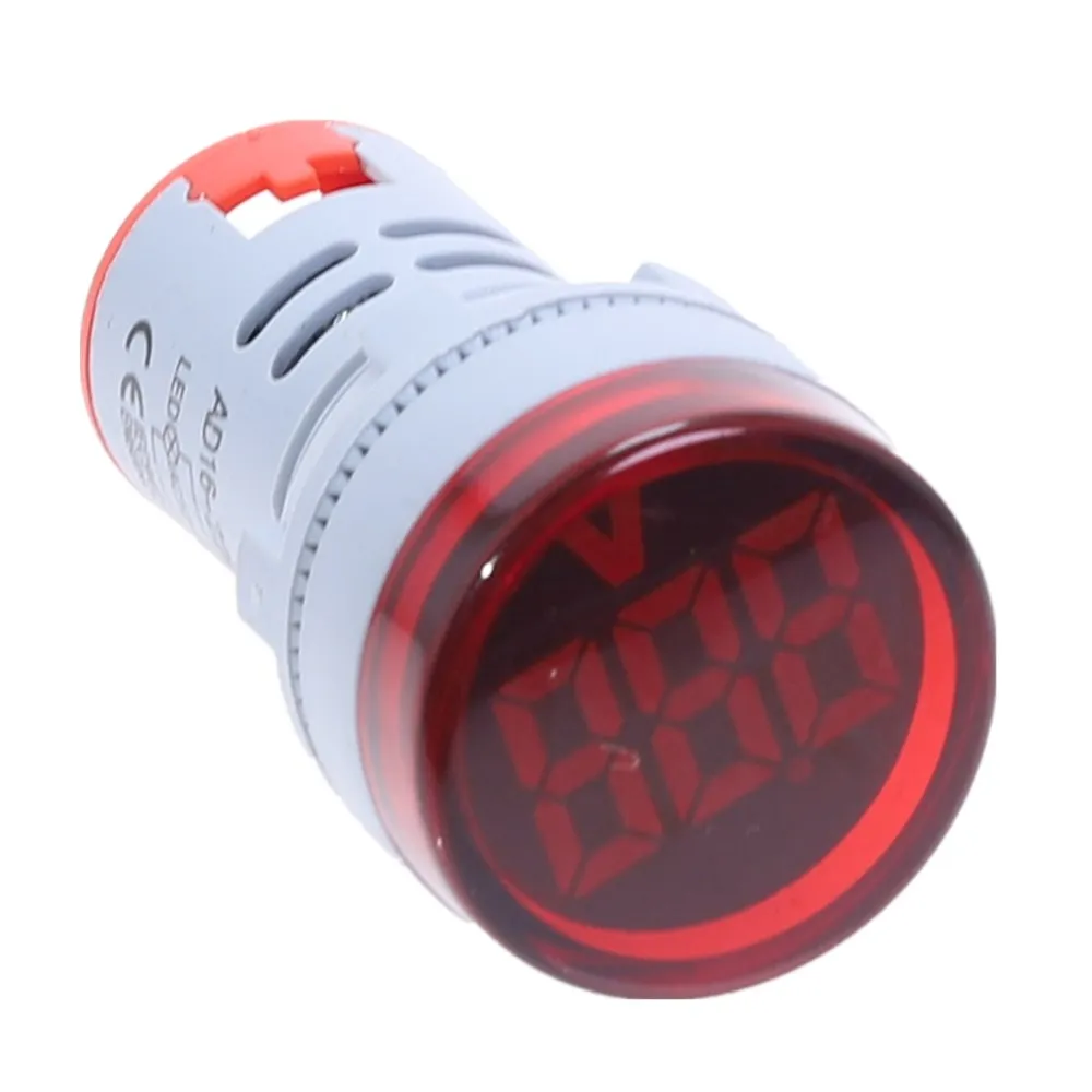 Yuan-V-Red 22 мм мини-индикатор светодиодный светильник Цифровой вольтметр напряжение 20-500 в амперметр 0-100A AC101-22AM - Цвет: Yuan-V-Red