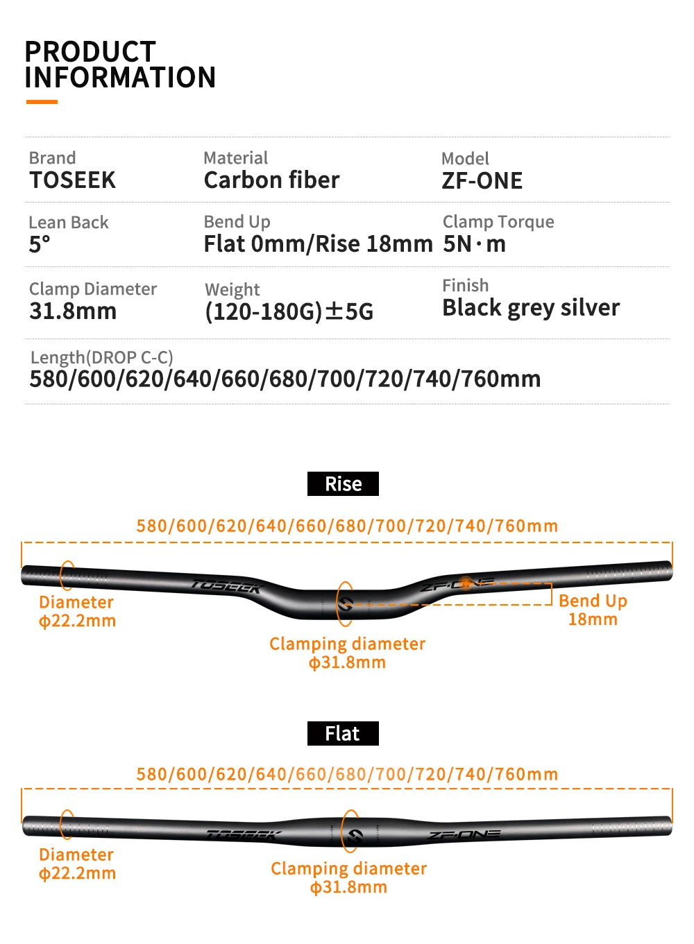 TOSEEK ZF-ONE Vollcarbon-Lenker MTB Fahrradlenker 31,8mm Fahrrad Mountainbike Lenker Teile 580mm - 760mm – Detail 6