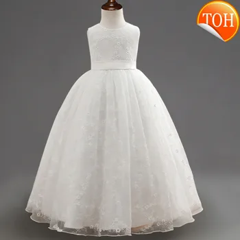 

White Lace Flower Girls Wedding Dress Formal Ceremonies Dress Ball Gown Kids Clothing Little Girl Birthday Christening Vestido