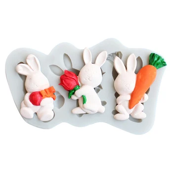 

Easter Bunny Silicone Fondant Mold DIY Clay Gypsum Wax Mould Baking Utensil