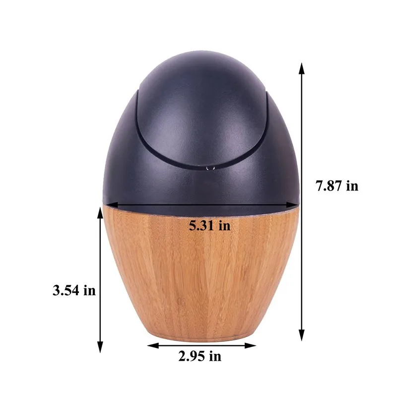 Мини корзина для мусора бамбуковая съемная с вращающейся крышкой контейнер