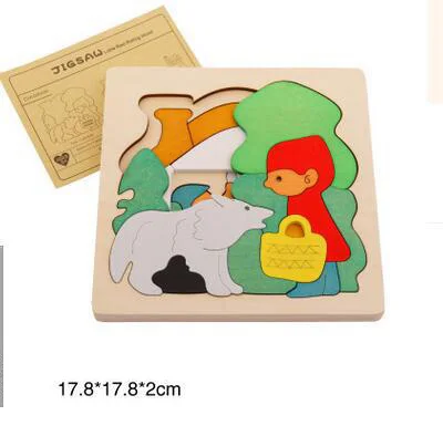 Деревянная 3d головоломка Монтессори образование альпиния оксифилла игра три слоя мультфильм головоломки животных головоломки Детская игрушка подарок - Цвет: Темно-синий