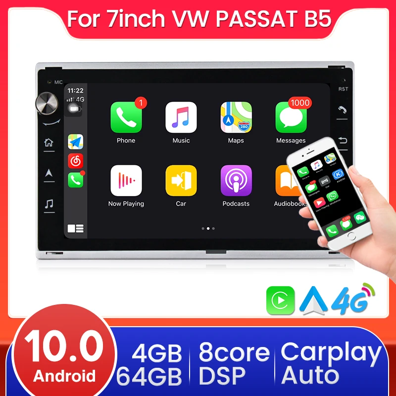 Автомагнитола 2DIN 4 + 64 ГБ Android 10 GPS BT для Peugeot 307 VW PASSAT B5 JETTA BORA GOLF POLO MK5 MK4 MK3 T5 |