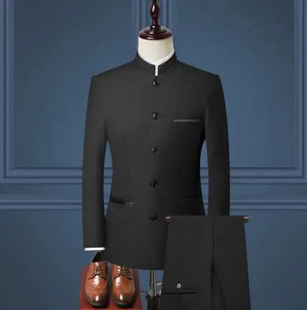 TPSAADE-2020-New-Arrival-Jacket-Pants-Suit-2-Pieces-Chinese-Style-Stand-Collar-Slim-Fit-Simple (3)