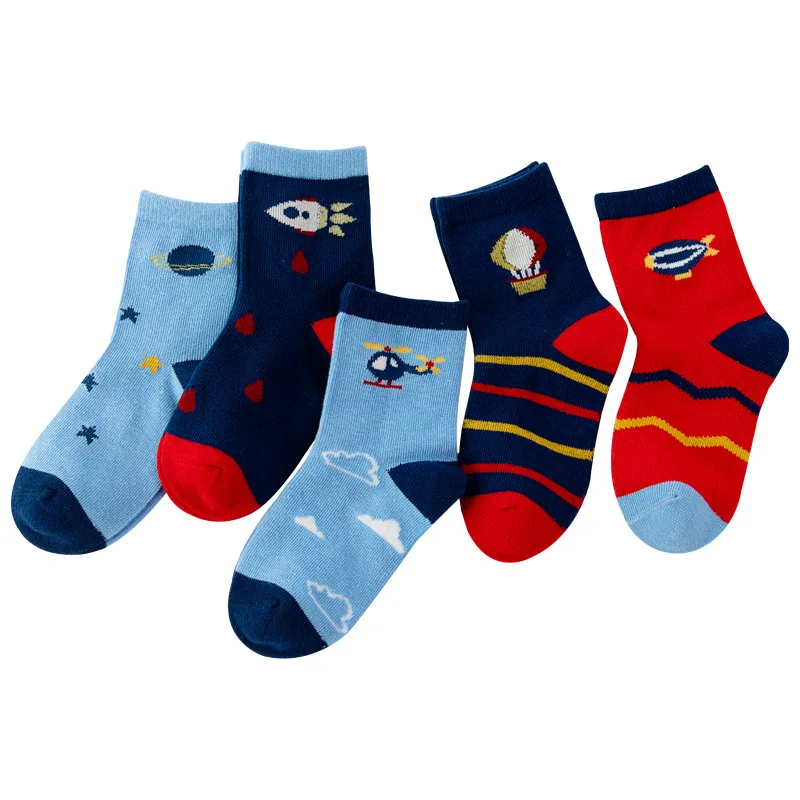 1 шт./5 пар, Детские хлопковые носки на осень, зиму и весну, носки для студентов, нескользящие носки-тапочки, цветной носок для мальчиков и девочек