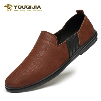 

Handmade Leather Men Shoes Loafers Moccasins Italian Black Casual Shoes Men Luxury Brand Summer Style Slip on Boat Shoes