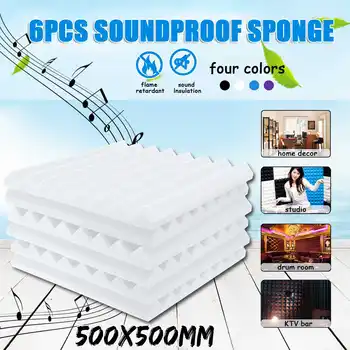 

500x500mm 6Pcs Acoustic Soundproof Sound Stop Absorption Soundproofing Foam for KTV Audio Room Studio Room Wedge Tiles Polyureth