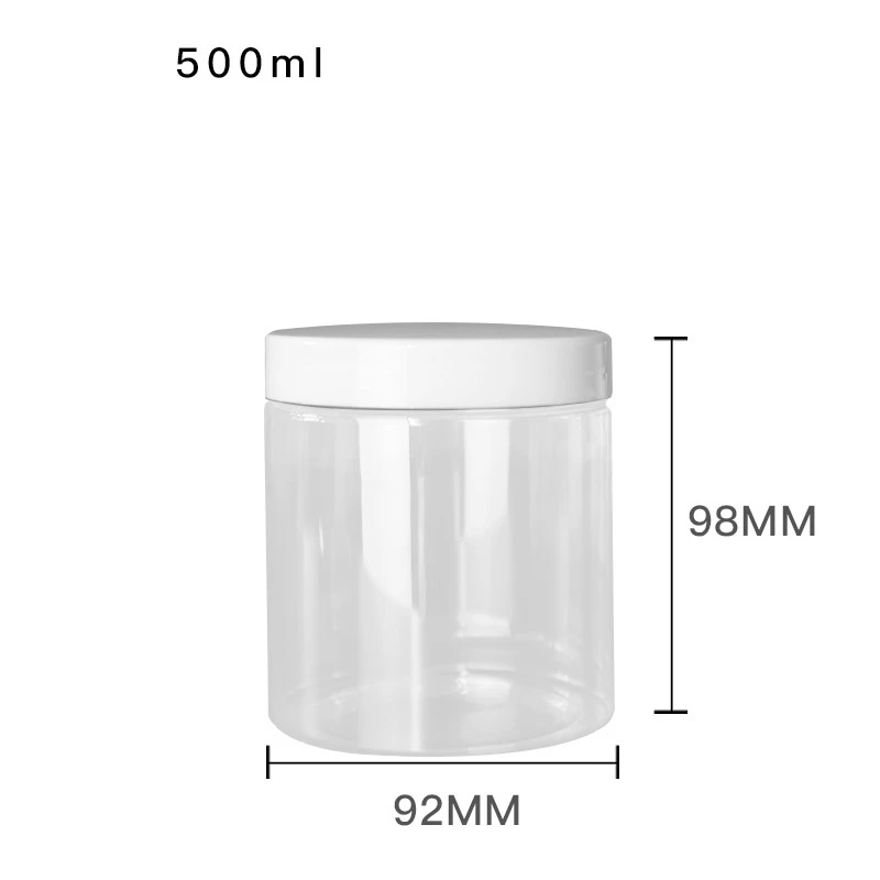Pot vide en plastique de 500ml, noir, blanc, couvercle en aluminium  transparent, masque pour cheveux, conteneur rechargeable, lot de 14 pièces