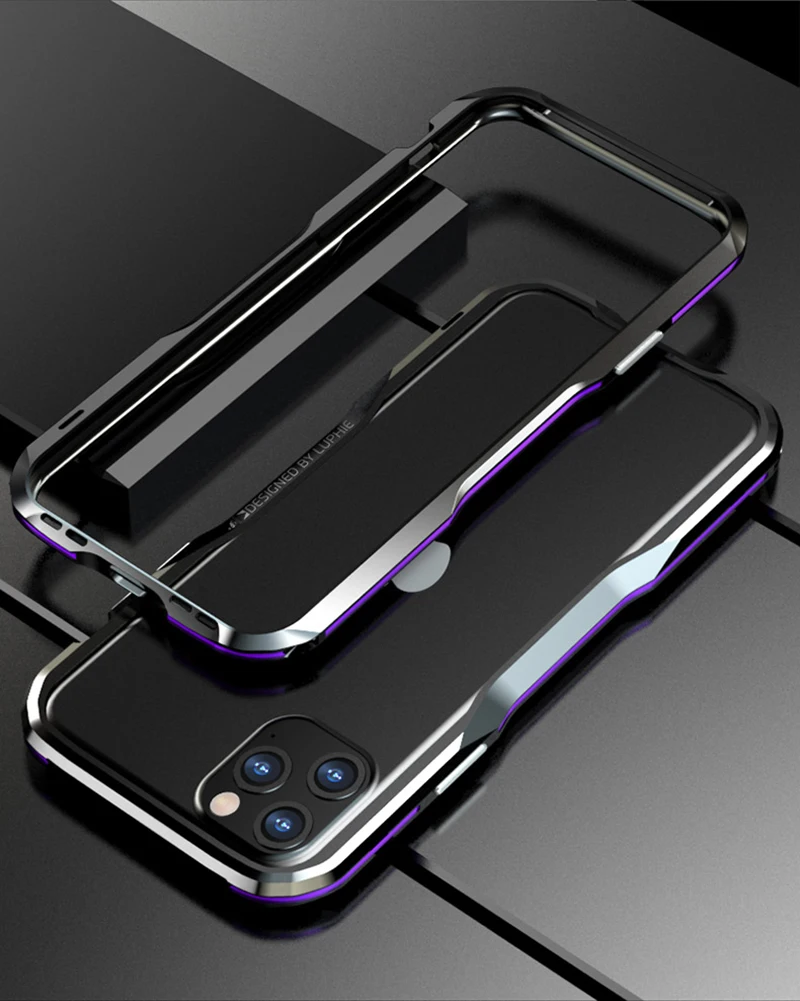 Purple Black Coque для iPhone 11 Pro Max чехол противоударный металлический алюминий Бампер Защитный чехол для iPhone XR X XS Max 7 8 Plus телефон оболочка - Цвет: Purple Black