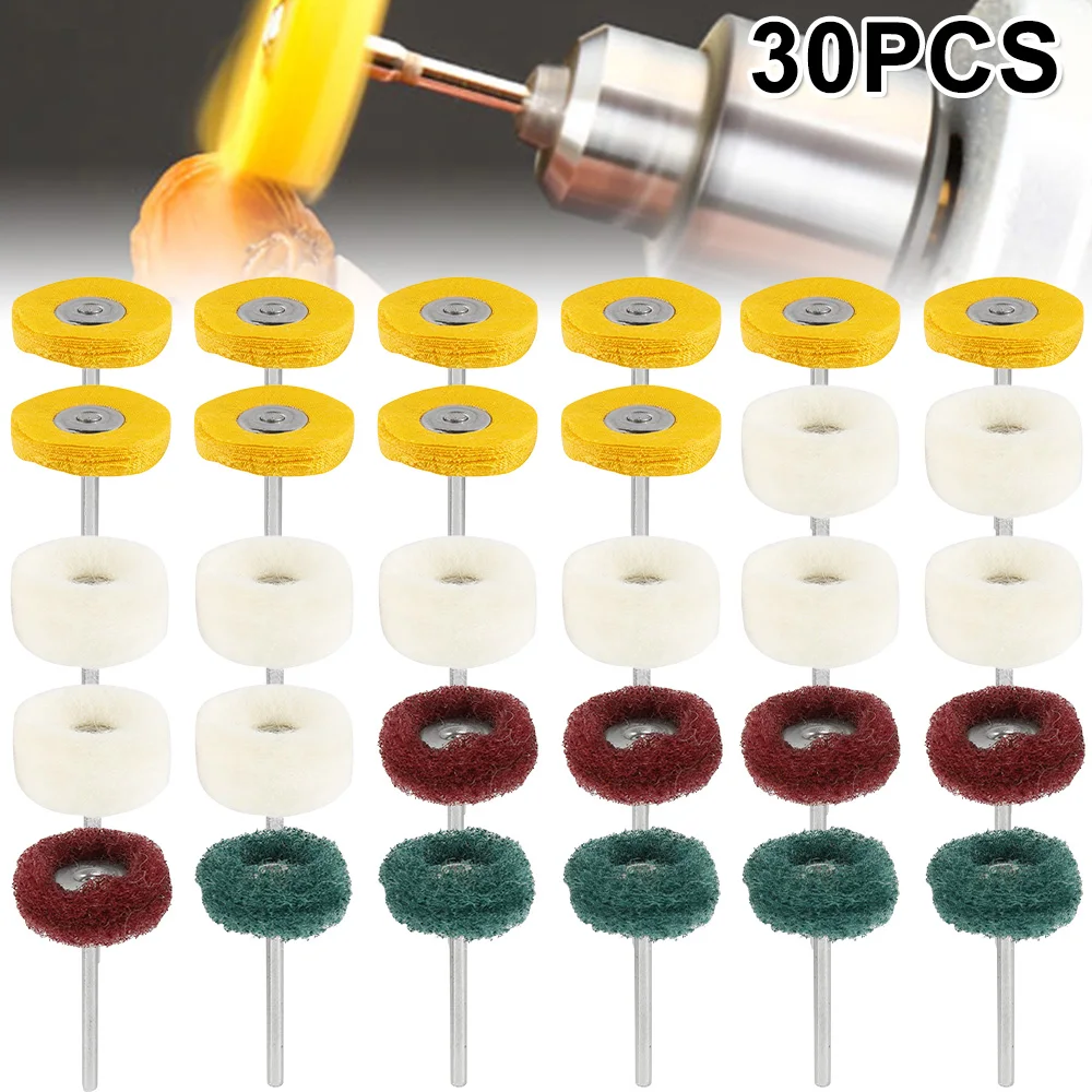 

30pcs/set Wool Felt Grinding sanding Head Abrasive Buffing Wheel Polishing mini Brush for Dremel Dril