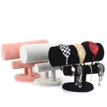 

Stand Double-Tier Jewelry Display Velvet Bracelet Bangle Watch T-bar Rack Jewelry Storage & Display