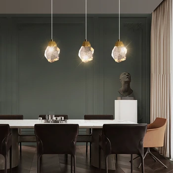 

LED Pendant Lights Nordic Full Brass Crystal Kitchen Hanging Lights Postmodern Living Room Dining Room Bar decor Light Fixtures