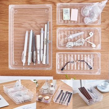 

16 Pcs Desk Set 5-Size Bathroom Tray Dividers Versatile Storage Bins Plastic Trays Divider Container for Dresser Makeup Kitchen