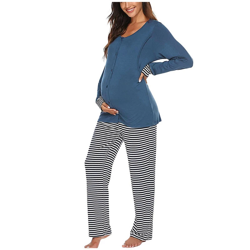 Nursing Pajamas Set Winter Nightie For Pregnant Women Feeding Tops Pants Sleepwear Pyjama Maternity Pregnancy Clothes Plus Size Sleep Lounge Aliexpress