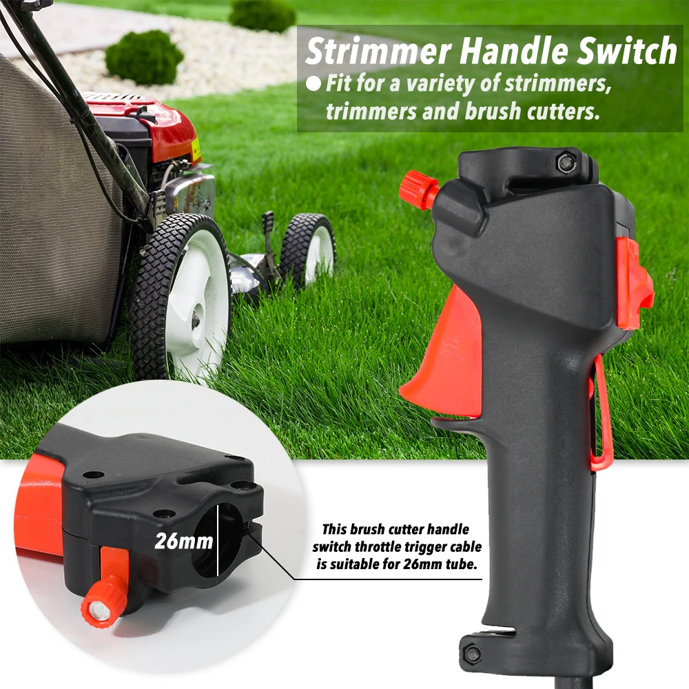 Lawn Mower Parts Switches Trimmer Brush Cutter Handle Switch Throttle Trigger Cable Accessories for 26mm tube