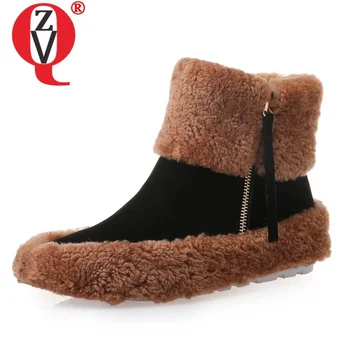 

ZVQ winter new casual warm snow boots outside comfortable round toe zip round toe cow suede women shoes drop shipping size 33-40