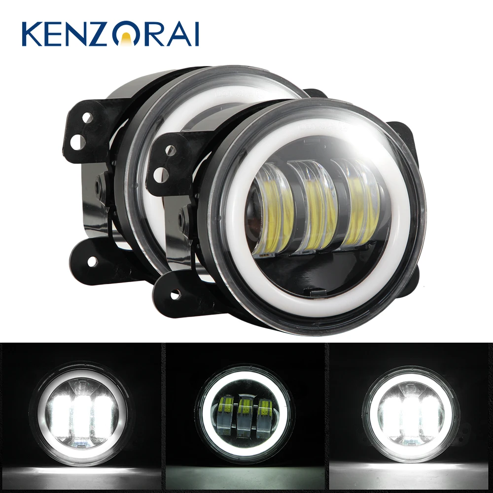 

4 Inch LED Fog Lamp Round Halo Ring DRL Off Road LED Fog light led fog light For Jeep Wrangler JK TJ LJ Grand Cherokee niva lada